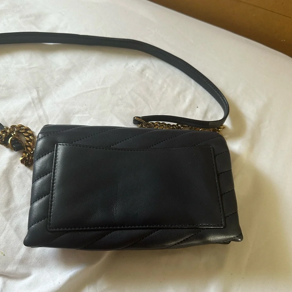 Tory Burch Black Quilted Leather Crossbody Bag with Gold Hardware